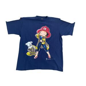 Vintage Betty Boop Firefighter 1998 Shirt Size XL Changes Pudgy Fire Dept